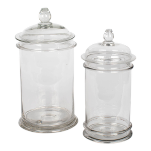 French Mid-Century Modern Glass Apothecary Jars, Set of 2