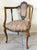 Victorian Antique Victorian Pink Floral Striped Carved Wood Brass Studded Side/End Accent Chair For Sale - Image 3 of 15