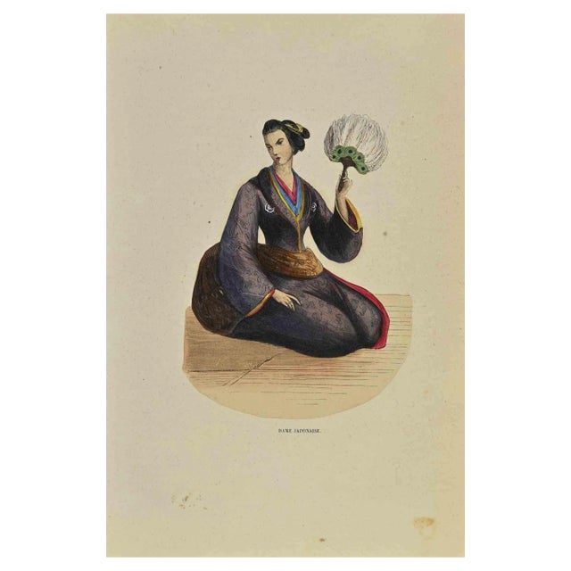 Auguste Wahlen, Japanese Lady, Lithograph, 1844 For Sale
