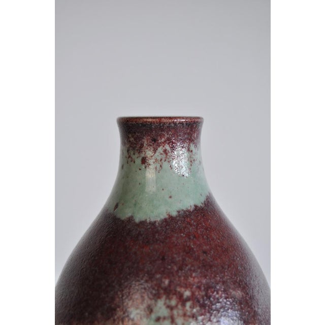 Danish Vase in Oxblood Red & Green Glaze from Michael Andersen, 1930s For Sale - Image 6 of 11