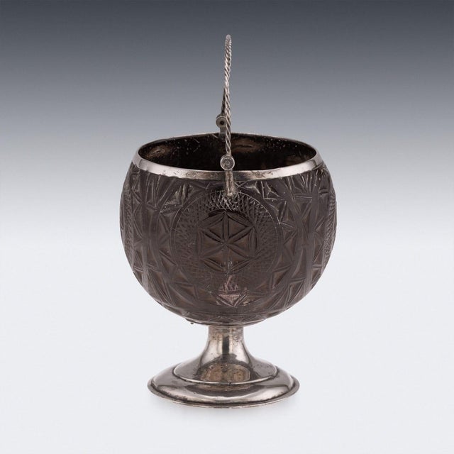 Early 19th Century Antique Georgian Silver-Mounted Coconut Cup, 1820s For Sale - Image 5 of 12