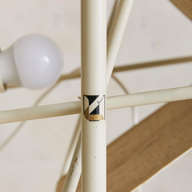 Postmodern Vintage Italian Postmodern Floor Lamp with Fabric Shades + Stone Base For Sale - Image 3 of 11