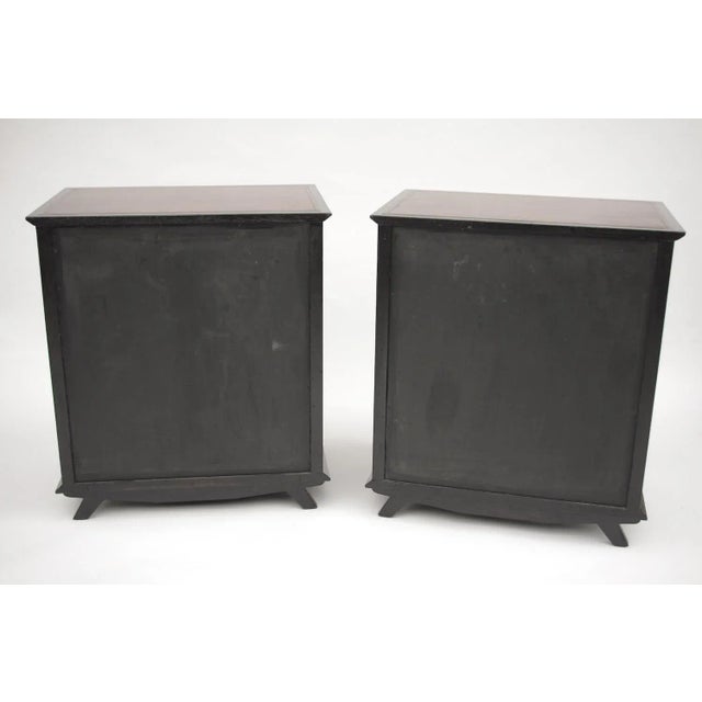 Glass Black Lacquered Cabinets with Braces, 1950s, Set of 2 For Sale - Image 7 of 11