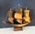 Beautiful vintage triple Matt schooner sailboat sculpture Made in the 70s of wood and horn shell, the sales are held...