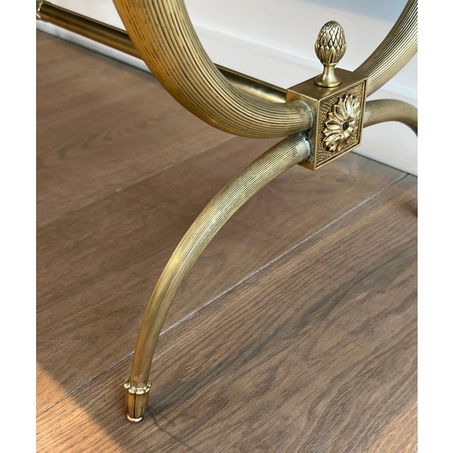 1940s Raymond Subes Neoclassical Style Brass and Marble Coffee Table For Sale - Image 9 of 12
