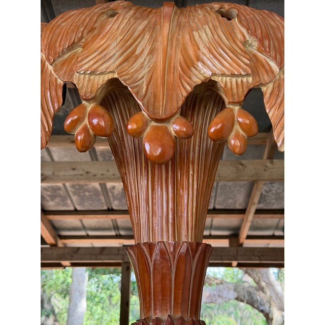 Traditional Monumental Sculptural Italian Carved Pinewood Palm Tree Floor Lamp, Mid-20th Century For Sale - Image 3 of 12