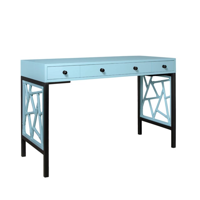 Tiffany Writing Desk - Pool Blue For Sale - Image 9 of 9