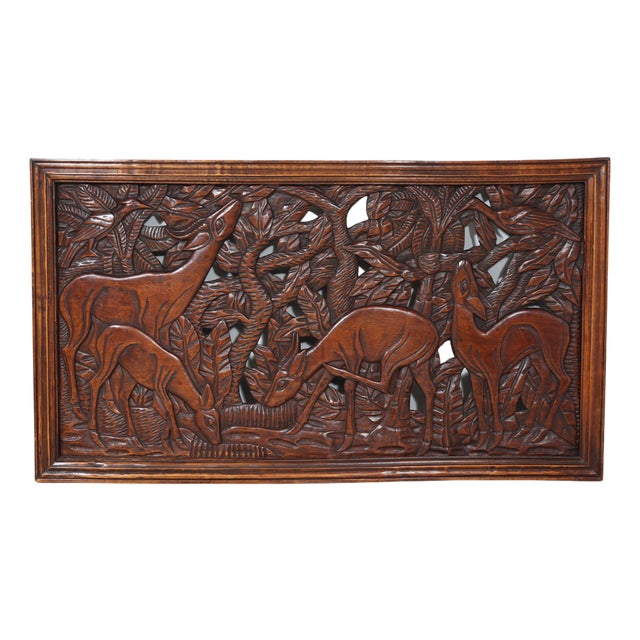 Art Deco French Oak Pierced Carving Wall Panel, 1925 For Sale