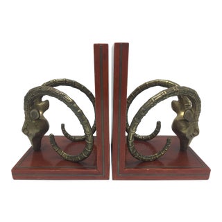 1970s Vintage Ram Bookends - a Pair For Sale