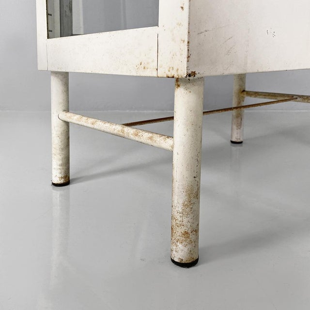 Mid-Century Italian White Metal and Glass Pharmacy Display Cabinet, 1950s For Sale - Image 9 of 18