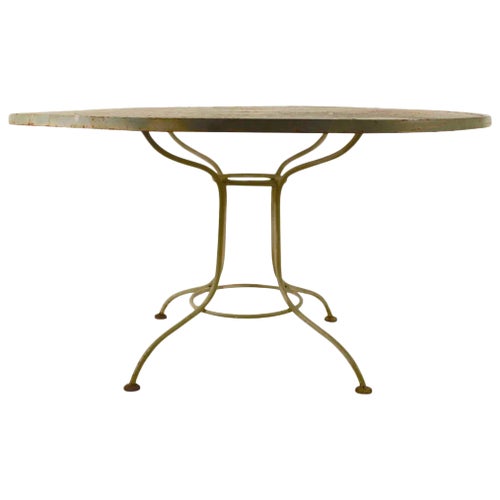 1950's Vintage Round Metal Mesh Top Garden Table