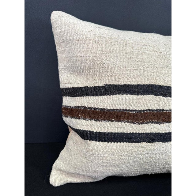 Turkish Hemp Pillow Cushion Natural Beige Black Cushion Cover 20"x20" #30645 Enhance your home decor with our Kilim Pillow...