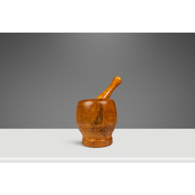 1960s Mid-Century Scandinavian Condiment Carousel in Oak & Stainless Steel by Stako W/ Complementary Mortar & Pestell - 6pcs For Sale In Orlando - Image 6 of 16