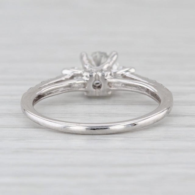 Silver 0.82ctw Round Diamond Engagement Ring 14k White Gold Size 7 Cathedral Band For Sale - Image 8 of 8