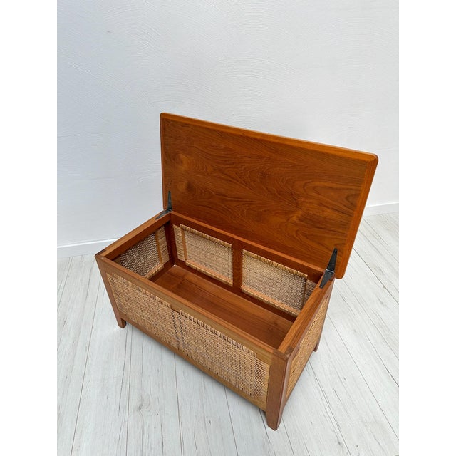 Beige Vintage Danish Teak Blanket Storage Bench by Kai Winding for Poul Hundevad, 1960s For Sale - Image 8 of 10