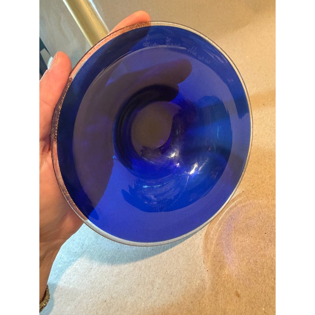 Very large ! 18.5” tall. Masterfully crafted hefty art glass, gold fleck throughout, cobalt blue and semi sheer gold in...