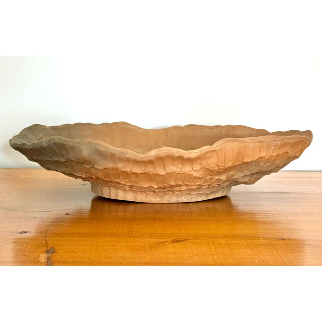 Large Vintage Brutalist Terracotta Oval Centerpiece Bowl For Sale - Image 10 of 10