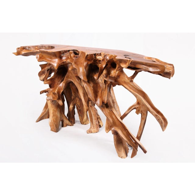 Naturel Teak Root Console Table, 55" Long Light Brown For Sale - Image 4 of 6