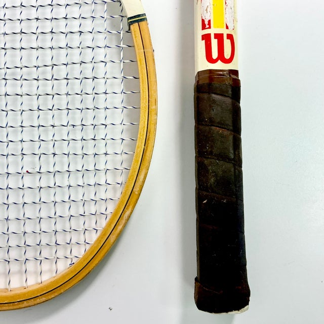 Vintage Americana Boho Chic Wilson Wood Tennis Rackets Decorative Wall Objects - Set of 3 For Sale - Image 12 of 14