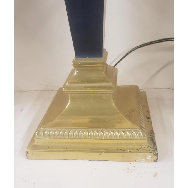 Metal Pair of Medusa Medallions Empire Style Ebonized & Enameled Brass Finished Table Lamps For Sale - Image 7 of 11