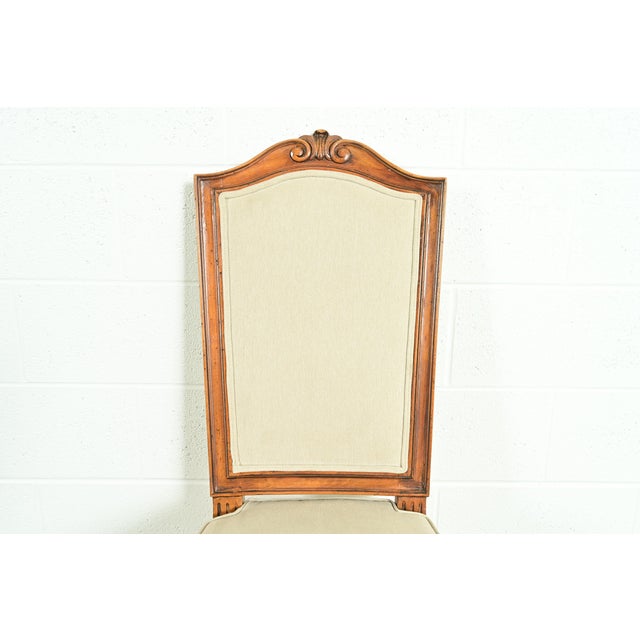 Baker Furniture Style French Regency Louis XVI Carved Walnut Side Chairs or Dining Chairs, Pair For Sale In South Bend - Image 6 of 13