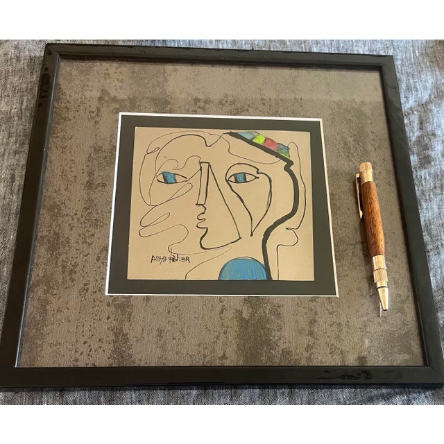 Vintage Original Anya Fisher Professionally Framed Small Abstract Figurative Painting For Sale - Image 4 of 5