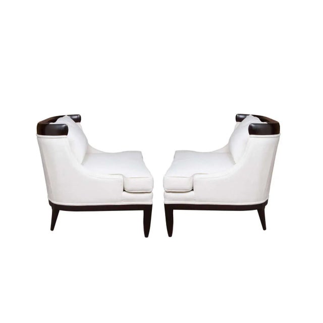 Tomlinson Erwin Lambeth Tomlinson Sophisticate Ebonized Lounge Chairs - A Pair For Sale - Image 4 of 9