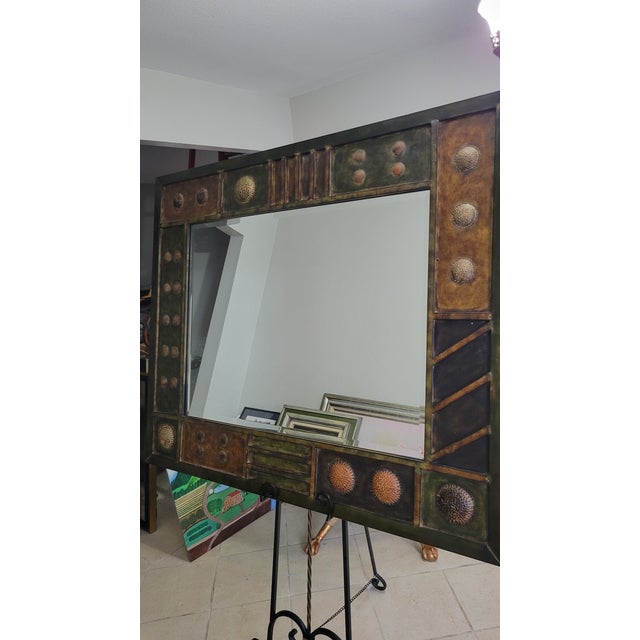Metal Large Vintage Metal Lobo Mirror For Sale - Image 7 of 12
