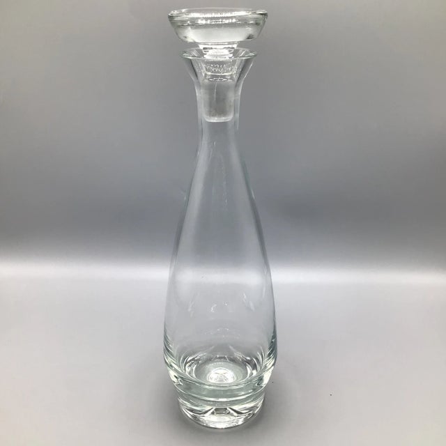 Glass Hand Blown Bubble Bottom Ground Top Crystal Decanter With Stopper For Sale - Image 7 of 13