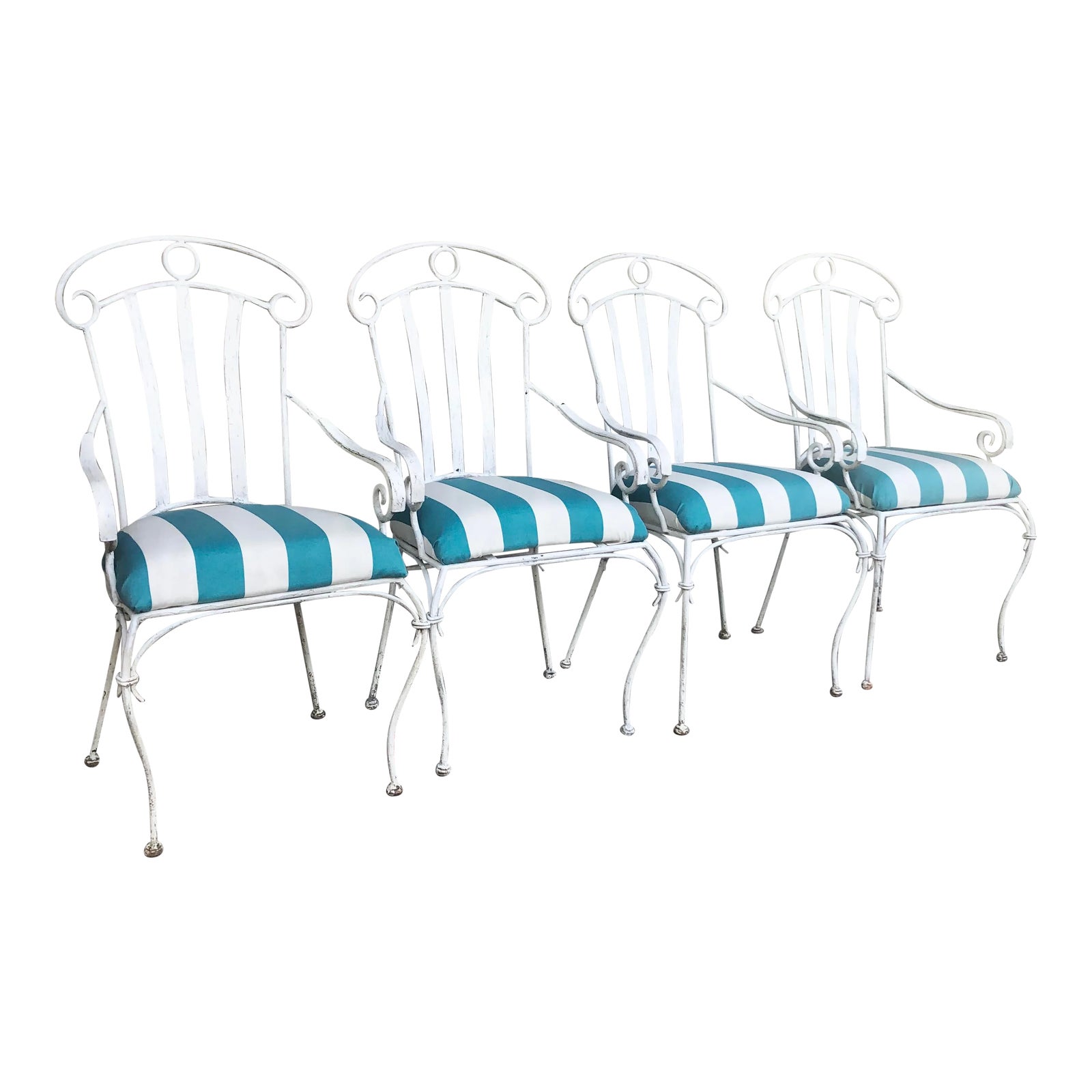 Iron Upholstered HighBack Lawn Chairs Set of 4 Chairish