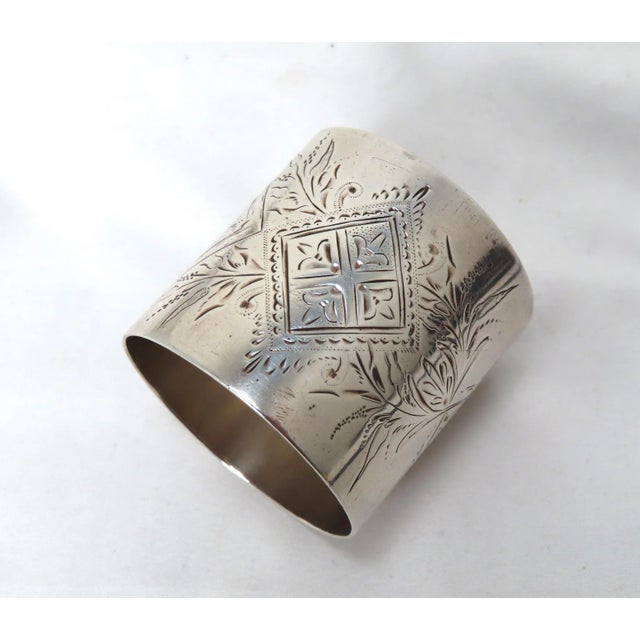 Large Antique American Victorian Engraved "Ellen" Sterling Silver Napkin Ring For Sale In Boston - Image 6 of 13
