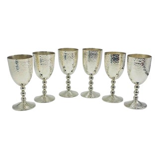 1980s Emilia Castillo “Musical” Silver Plated Goblets - Set of 6 For Sale