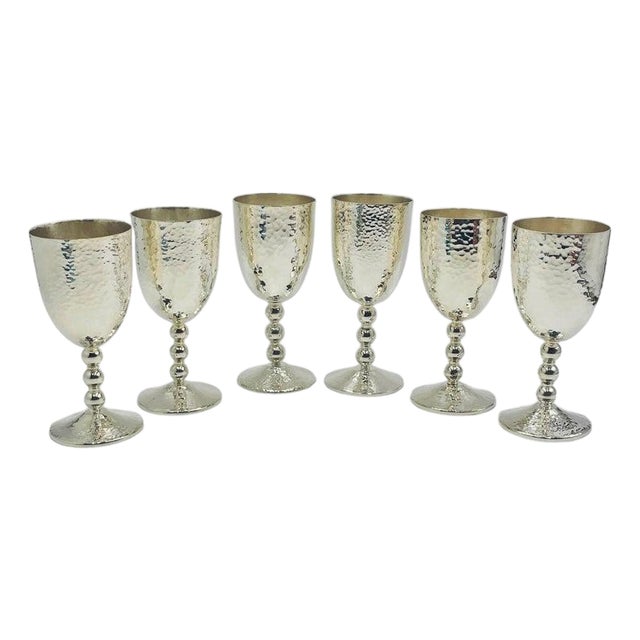1980s Emilia Castillo “Musical” Silver Plated Goblets - Set of 6 For Sale