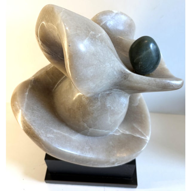 Modern Abstract Stone Sculpture on Rotating Pedestal For Sale - Image 4 of 7