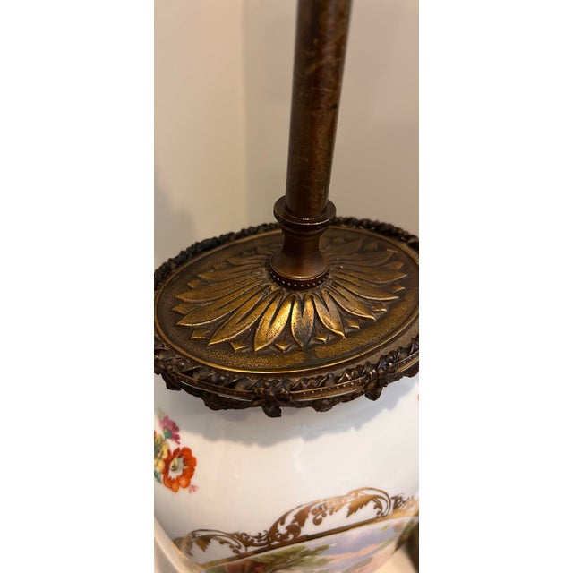 Ceramic Vintage French Style Porcelain Urn Lamps With Gilt Ormolu Mounts – Neoclassical - a Pair For Sale - Image 7 of 10