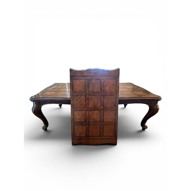 Marge Carson French Country Style Parquet Dining Table With Leaf For Sale - Image 9 of 16