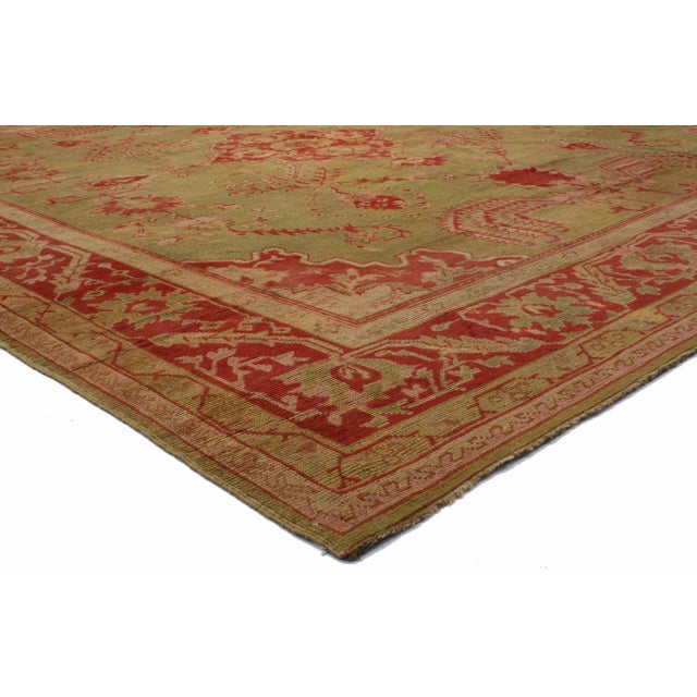 Antique Turkish Oushak Area Rug with Weeping Willow Tree Design. This hand-knotted wool colorful antique Turkish Oushak...