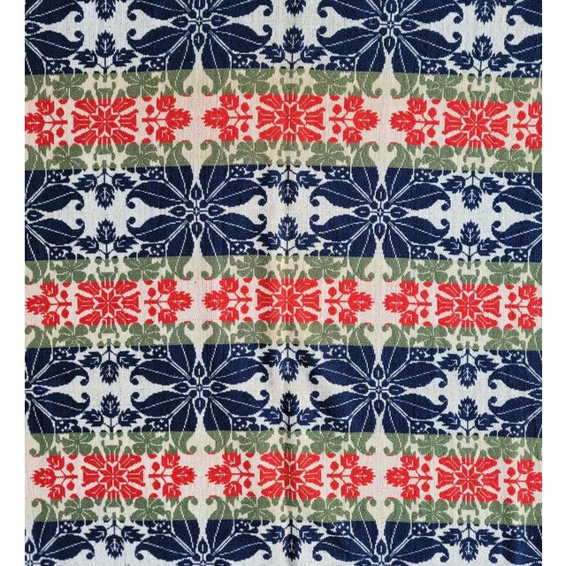 Signed BenJn Angstad, Lewisburg Penn 1846. Woven jacquard coverlet in mint condition with amazing full fringe. This...