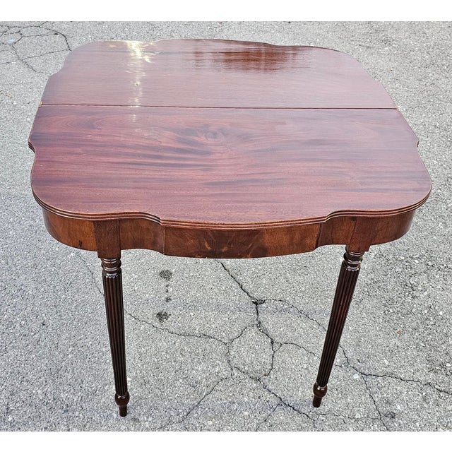 Late 19th Century Sheraton Mahogany Flip Top Card Console Table For Sale In Washington DC - Image 6 of 11