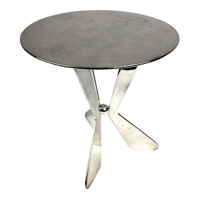 1980s Silver Plated Modern Heavy Pedestal Stand For Sale
