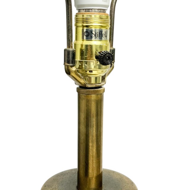 Vintage Brass Stiffel Table Lamp W/ Original Shade For Sale - Image 6 of 9