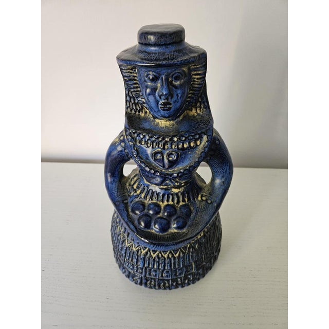 Blue Woman with Basket of Fruit Figurine from Bay Keramik, Germany, 1960s For Sale - Image 10 of 14
