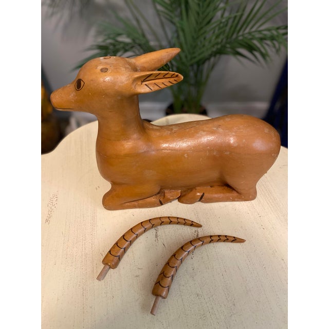 Wood MidCentury Antelope Gazelle Wood Sculpture For Sale - Image 7 of 10