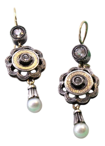 Gold and Silver Earrings with Zirconia, Set of 2