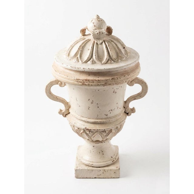 Italian Mid 20th Century Italian White Glazed Ceramic Lidded Urn For Sale - Image 3 of 7