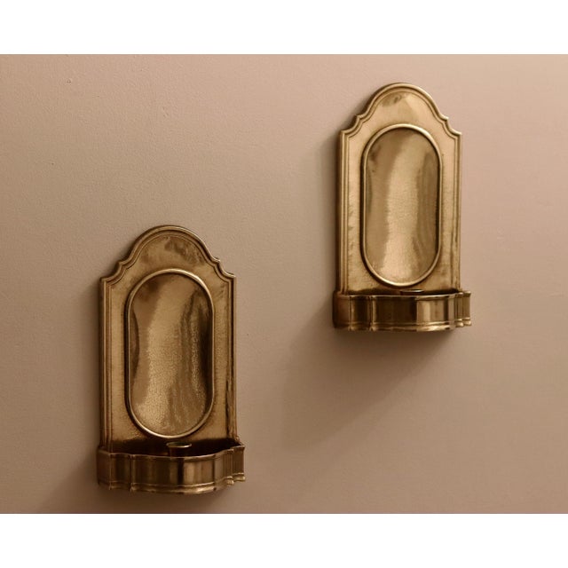 Mid-Century Arts and Crafts Swedish Brass Sconces, Set of 2 For Sale - Image 6 of 10