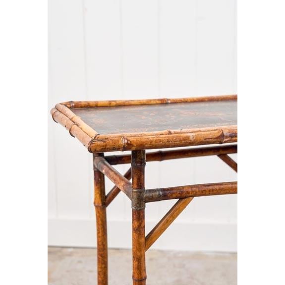 19th Century Bamboo Side Table With Lacquered Top For Sale In Charleston - Image 6 of 7