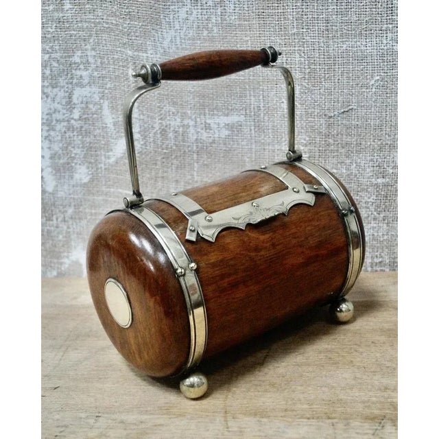 Antique Oak Biscuit Barrel, 1920s For Sale - Image 3 of 9