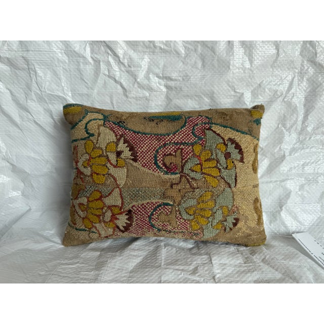 17th Century Italian Wool & Silk Floral Tapestry Pillow For Sale In Los Angeles - Image 6 of 8