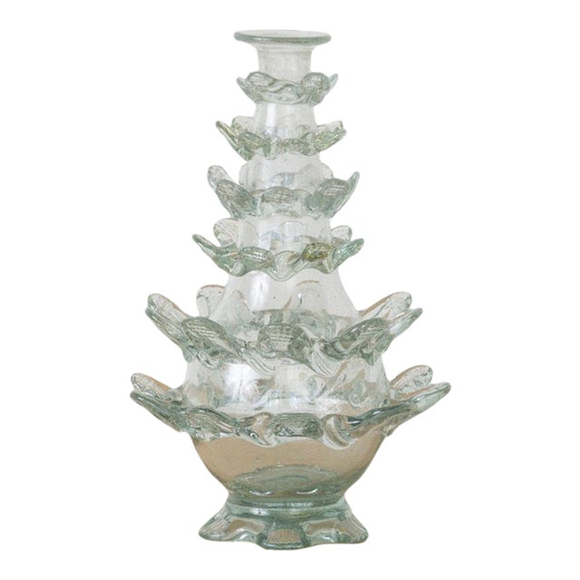 1930s Spanish Scalloped Glass Bud Vase For Sale